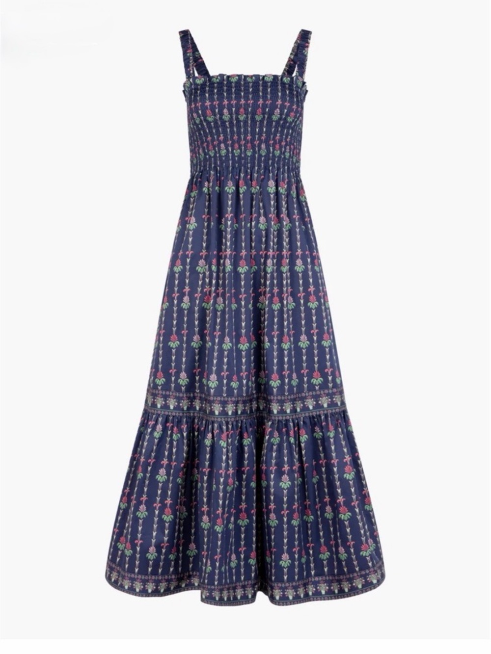 Hill House Navy Floral Smocked Maxi Dress with Straps - Picture 2 of 5